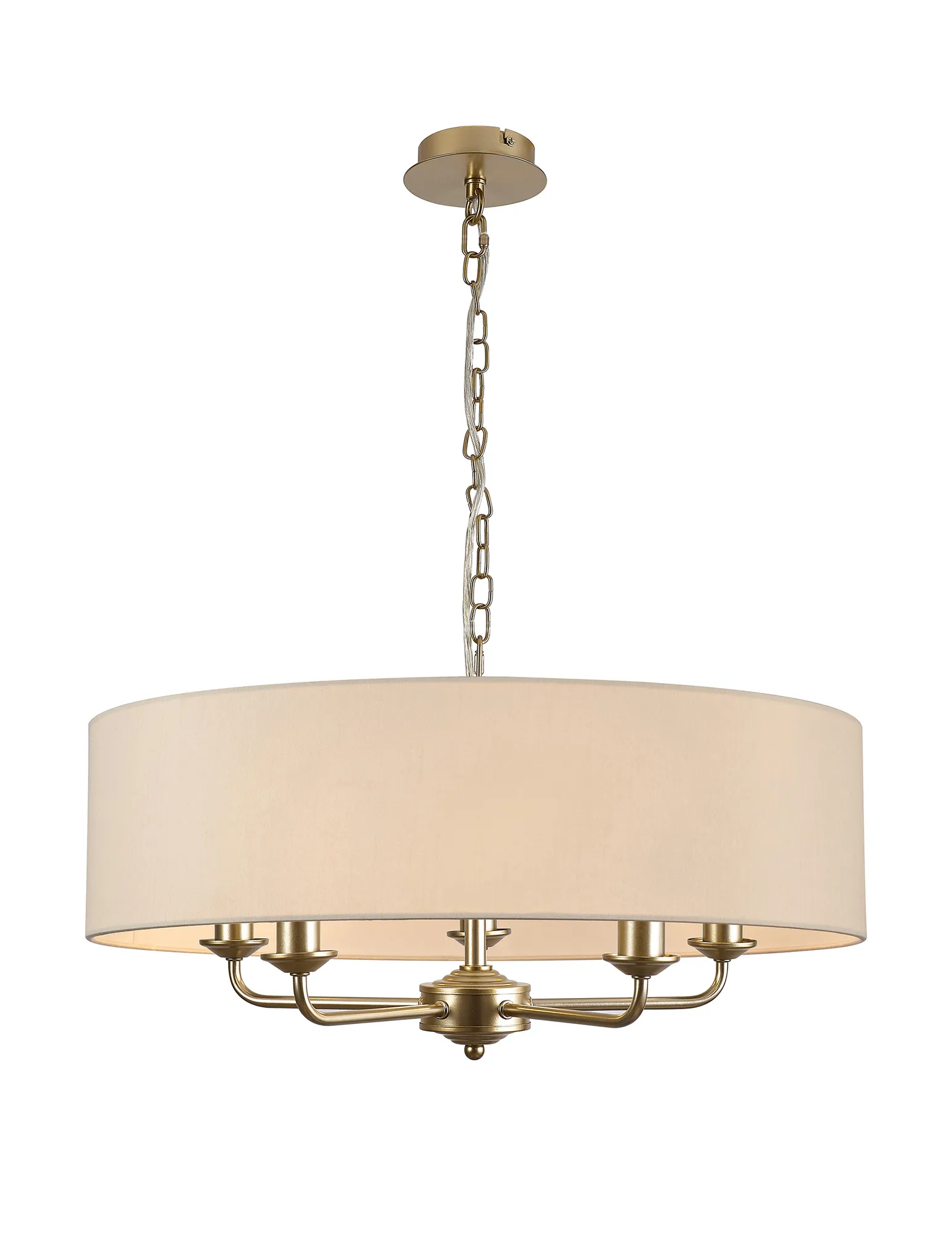 DK0951  Banyan 60cm 5 Light Pendant Champagne Gold; Ivory Pearl